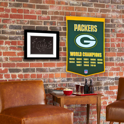 Packers banner on brick wall
