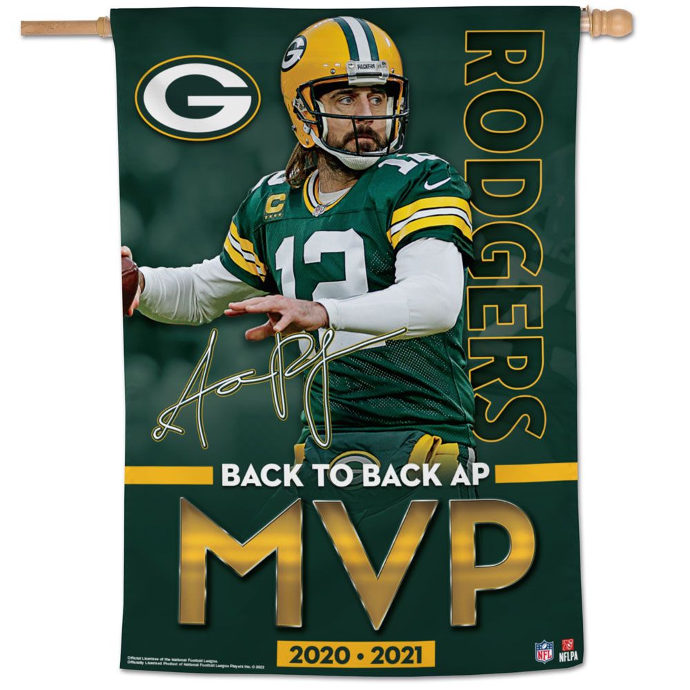 Aaron Rodgers #12 Green Bay Packers Vertical Flag - 28x40 – Sports Fanz