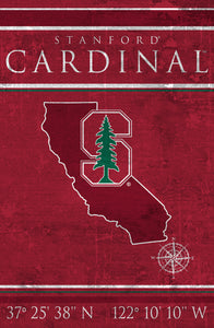 Stanford Cardinal Coordinates Wood Sign - 17"x26"