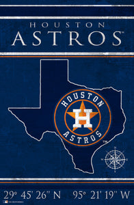Houston Astros Coordinates Wood Sign - 17"x26"