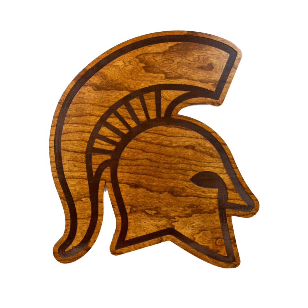 Michigan State Spartans Wood Wall Hanging Spartan Helmet Large Size Sports Fanz