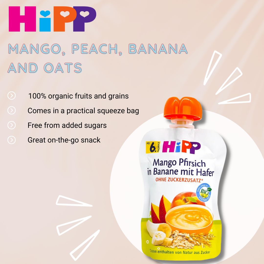 HiPP Baby Pouches: mango, peach, banana and oats