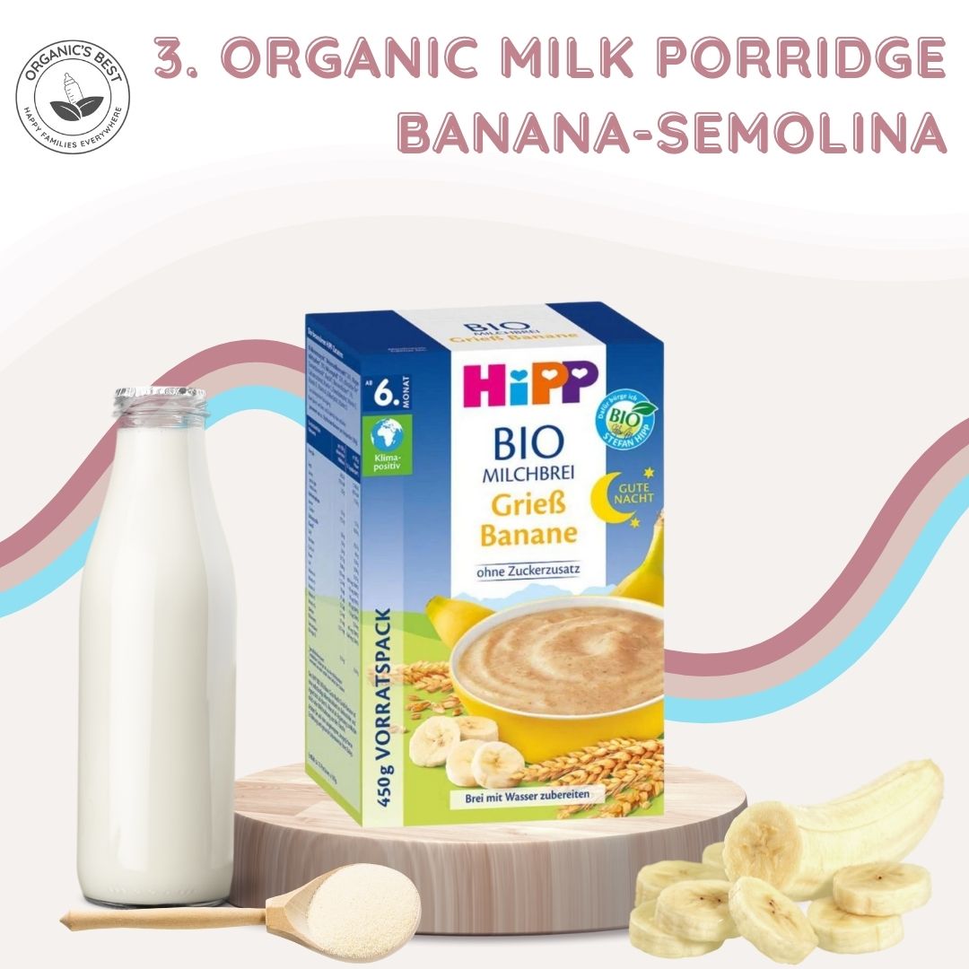 HiPP organic milk porridge banana semolina | Organic's Best