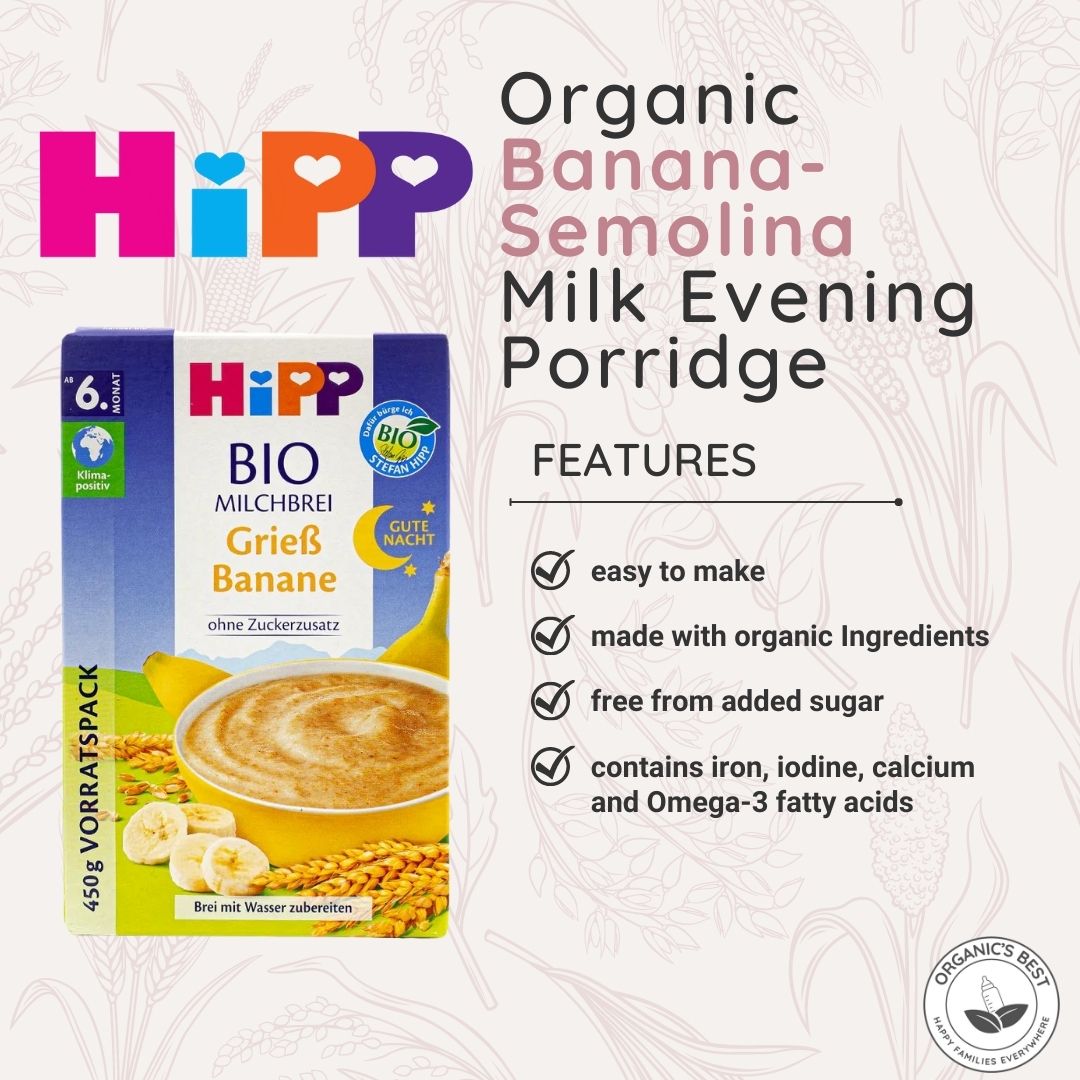 HiPP Organic Banana-Semolina Milk Evening Porridge | Organic's Best