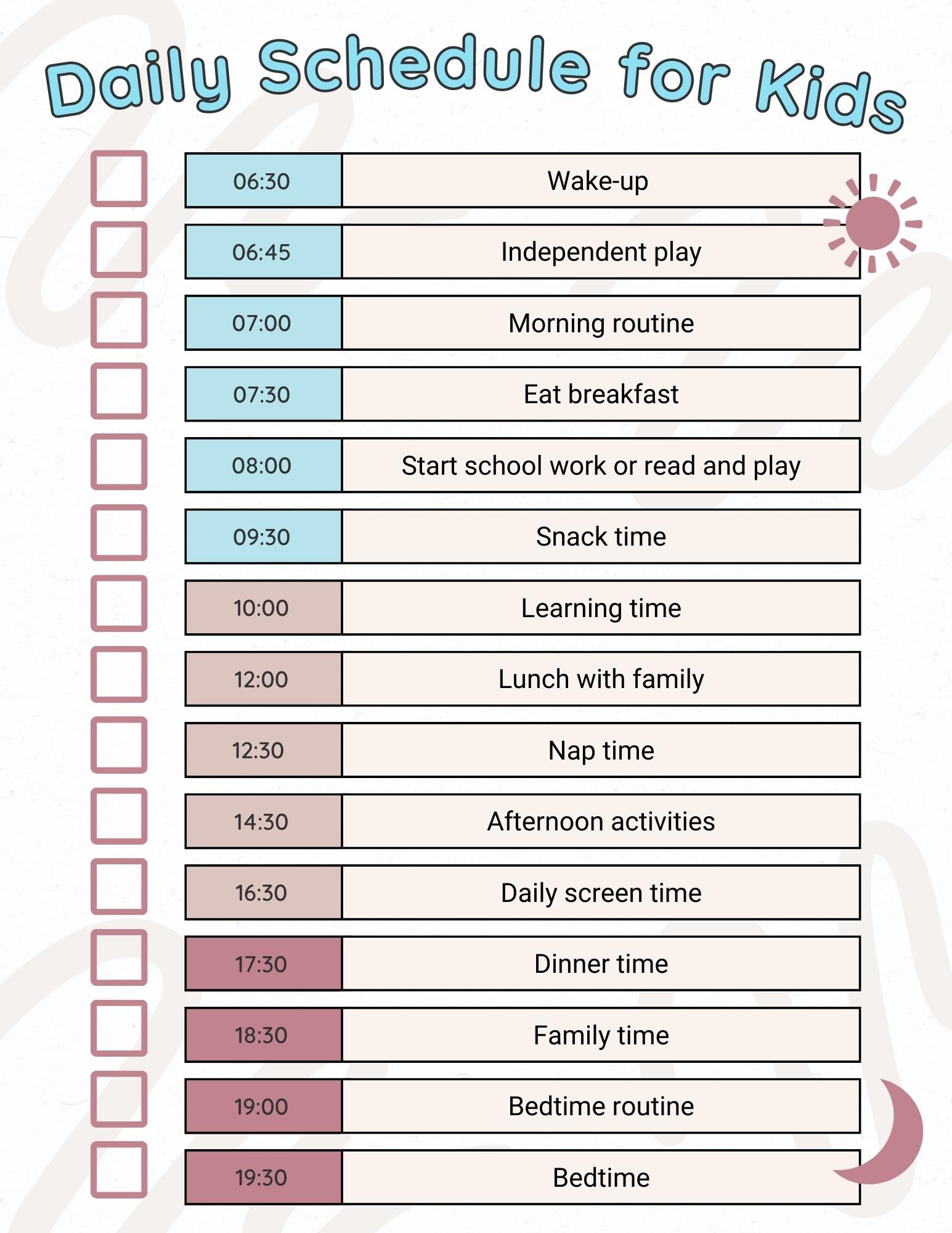 Daily Schedule for Kids | Organic's Best