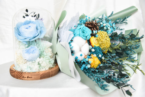 Preserved Flower Dome and Bouquet