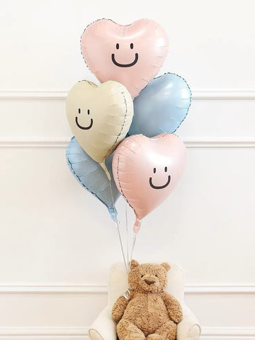 Assorted Smiley Heart Balloon Set - Add Ons - Helium Gas - Preserved Flowers & Fresh Flower Florist Gift Store