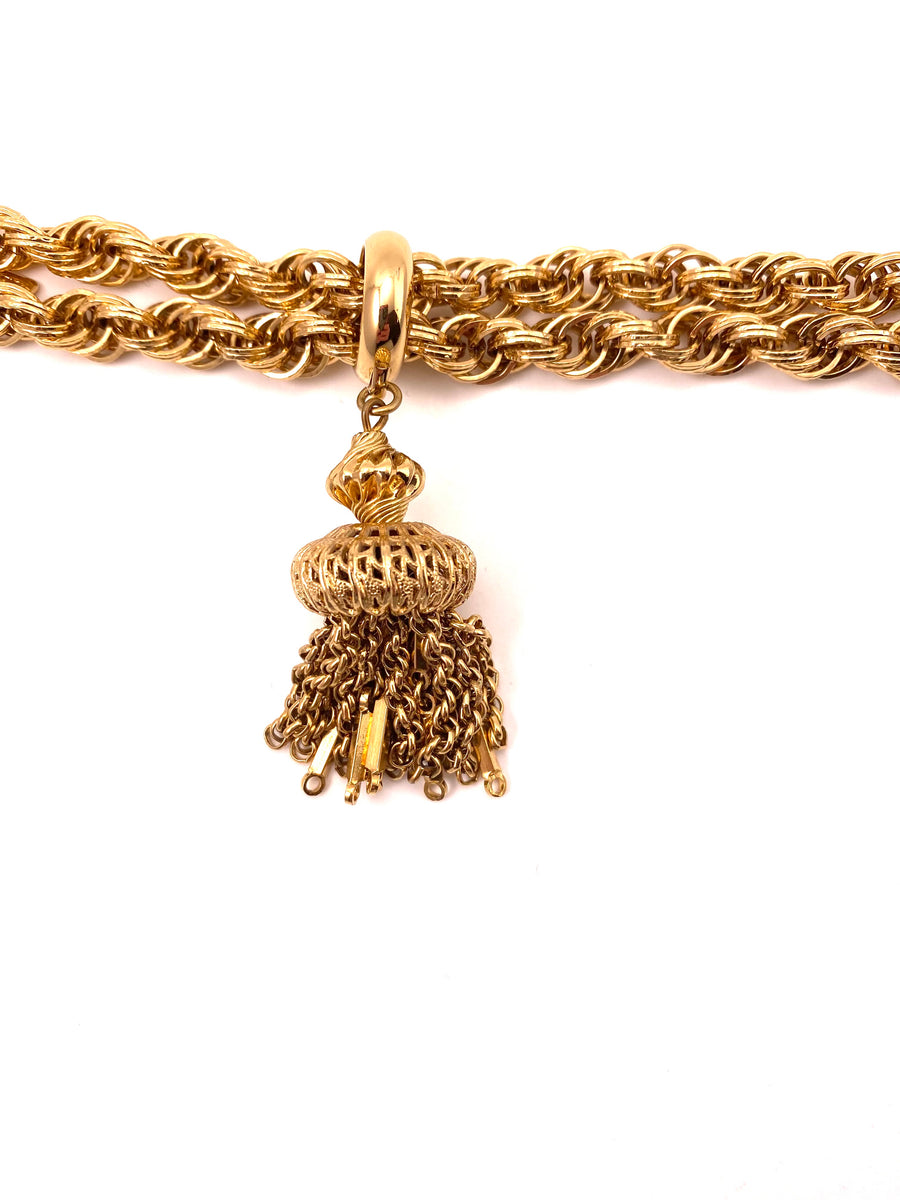 1980s Monet Goldtone Tassel Charm Bracelet