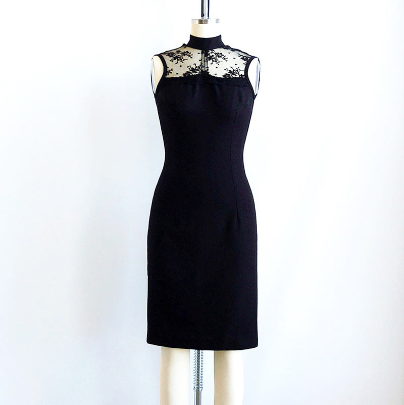 Black Lace Sleeveless Dress | ALPHONSINA
