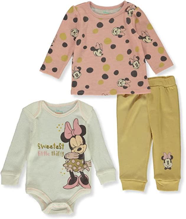 Minnie Mouse Jogger Set - 3 Piece Bodysuit, Long Sleeve Shirt Fleece P