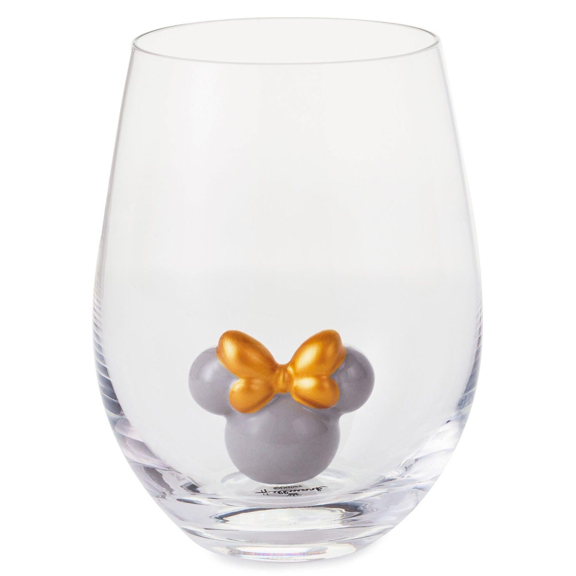 Disney Multicolored Floral Mickey Mouse Outlined Stemless Drinking Glasses Disney Souvenir Collectable Flower Print Adult Glass 14.5 oz 2 Pack