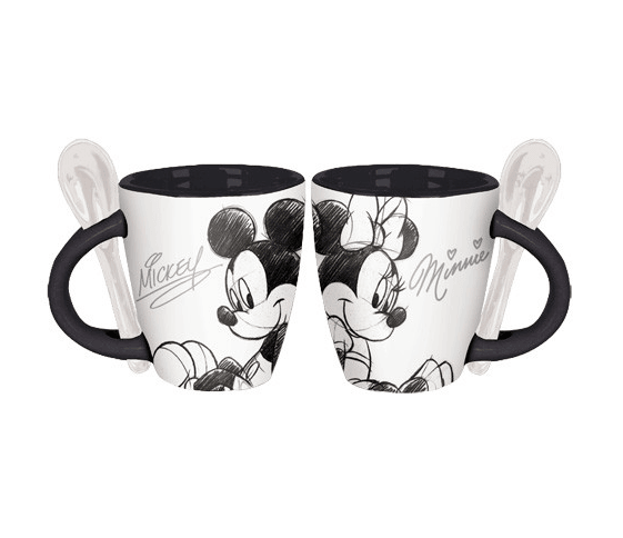 Disney Mickey Mouse Laughing Ceramic Espresso Mug with Spoon