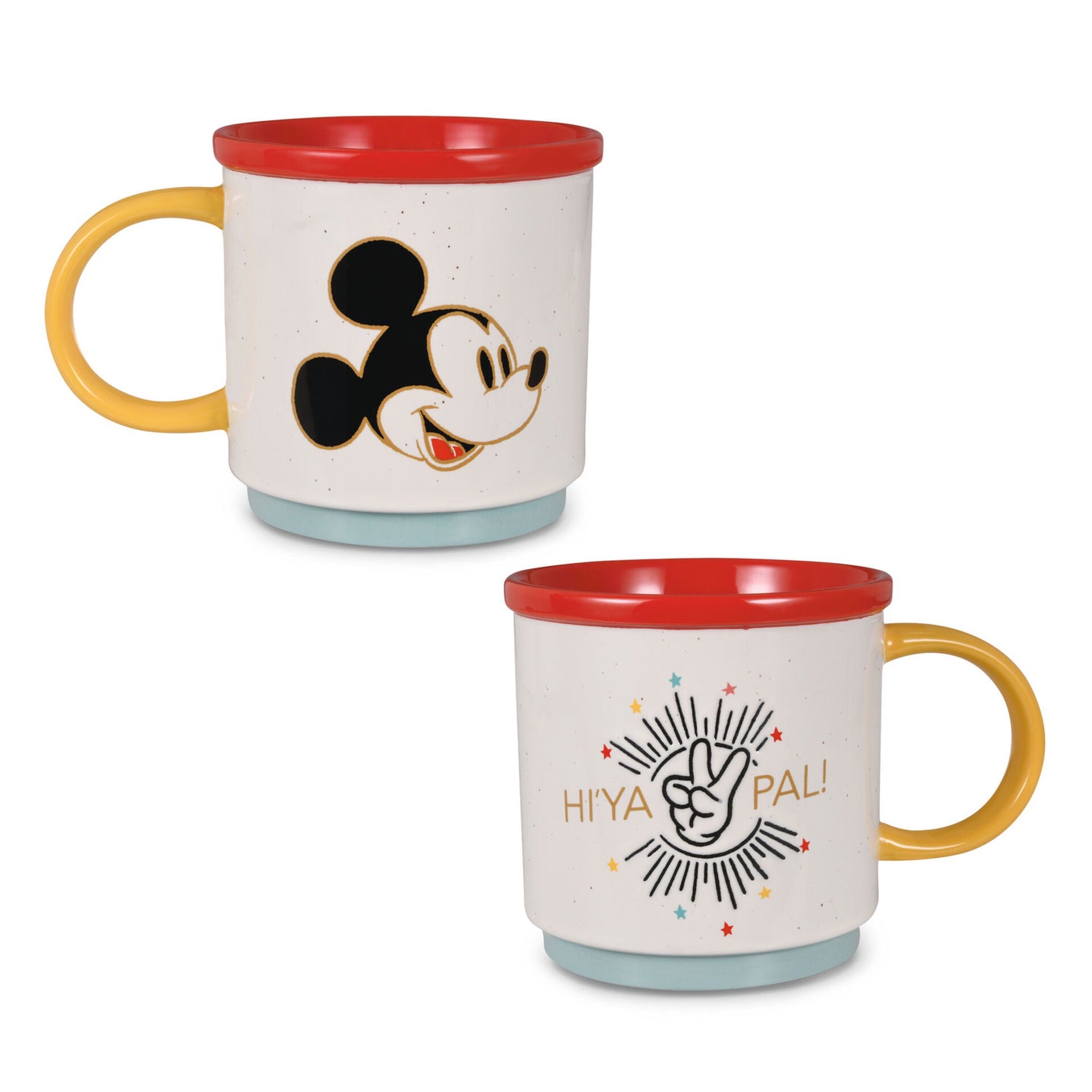 Disney Mickey and Minnie Classic Allover Faces Ceramic Mugs Set of 2