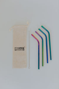Plastic Free Reusable Steel Straw Set Rainbow