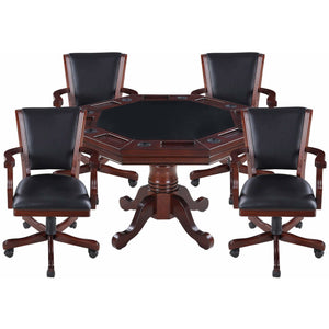 Hathaway Kingston Walnut 3 In 1 Poker Table W 4 Arm Chairs