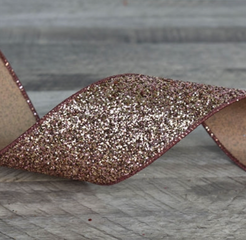 Pizzaz Home Gulf Breeze Rose Gold Sequin Ribbon