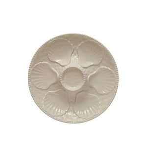 White Round Stoneware Oyster Plate - Pizzaz home