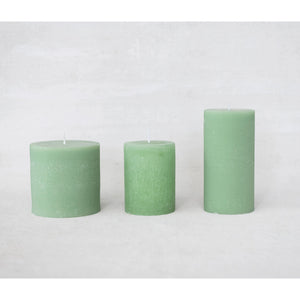 Unscented Holly Green Pillar Candles