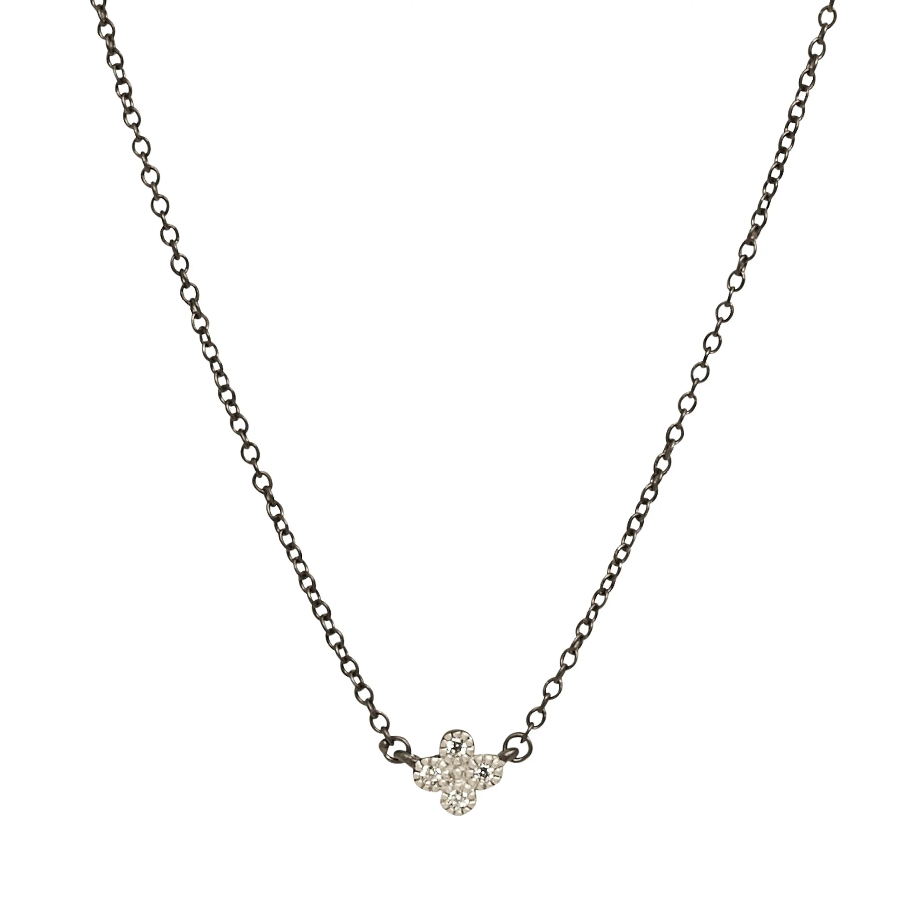 Freida Rothman:Black Pave Mini Clover Necklace – FREIDA ROTHMAN