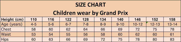 GRANDPRIX for OneSports size chart