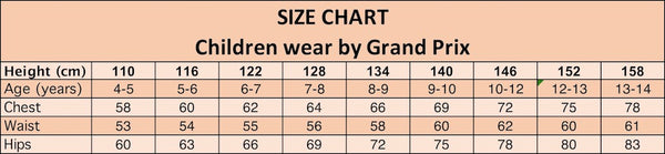 GRANPRIX for OneSports Size Chart