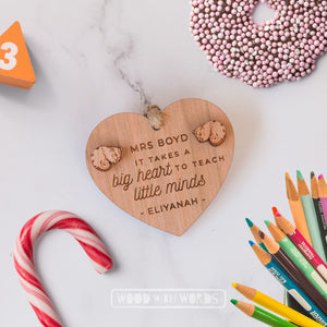 Personalised Teacher Ornament with Earrings Gift Set