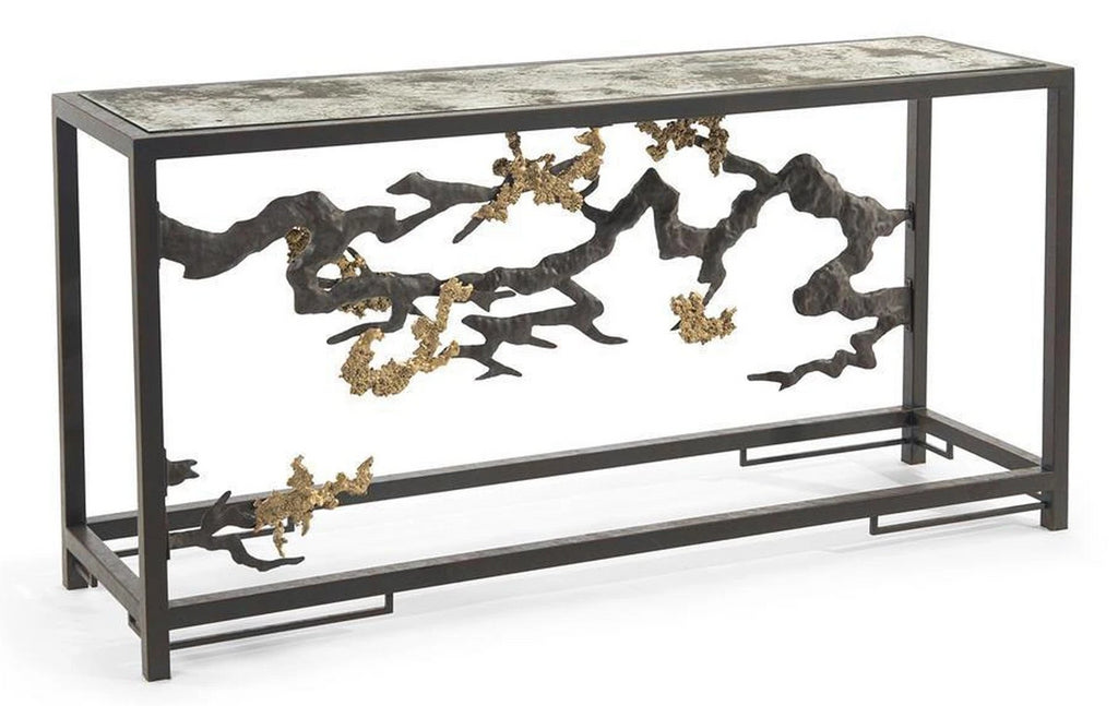 John Richard Sculpted Console Table in Antique Brass
