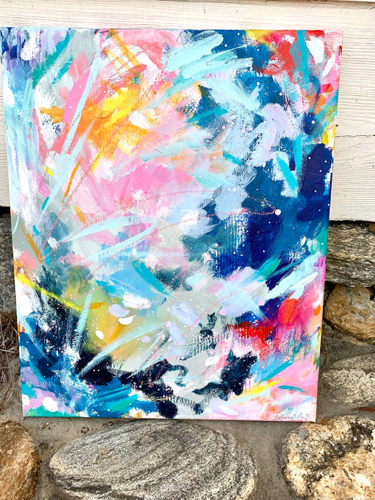 Vitamin Sea 6x6 inch Original Coastal Inspired Painting on Canvas with  painted sides