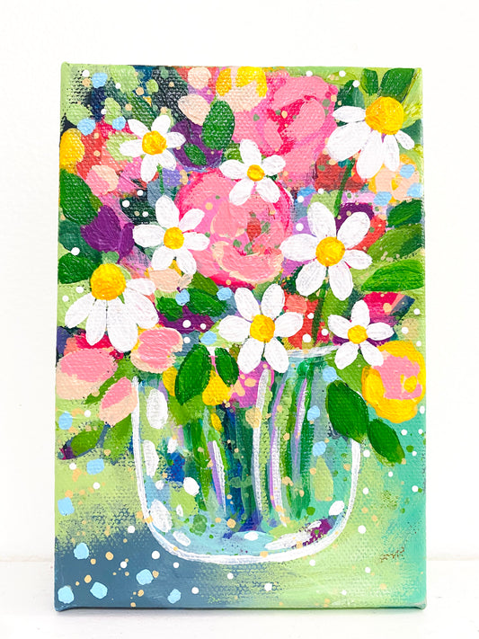 Floral Original Painting Blooms Galore 12x12 inch Canvas – Bethany Joy Art