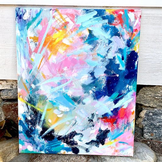 Beach Bliss 6x6 inch Original Coastal Inspired Painting on Canvas with  painted sides