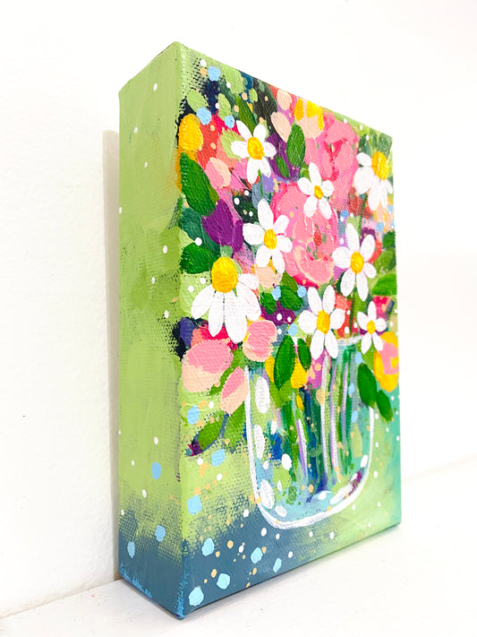 Floral Original Painting Blooms Galore 12x12 inch Canvas – Bethany Joy Art