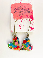 Load image into Gallery viewer, Colorful, Hand Painted, Heart Shaped Earrings 122