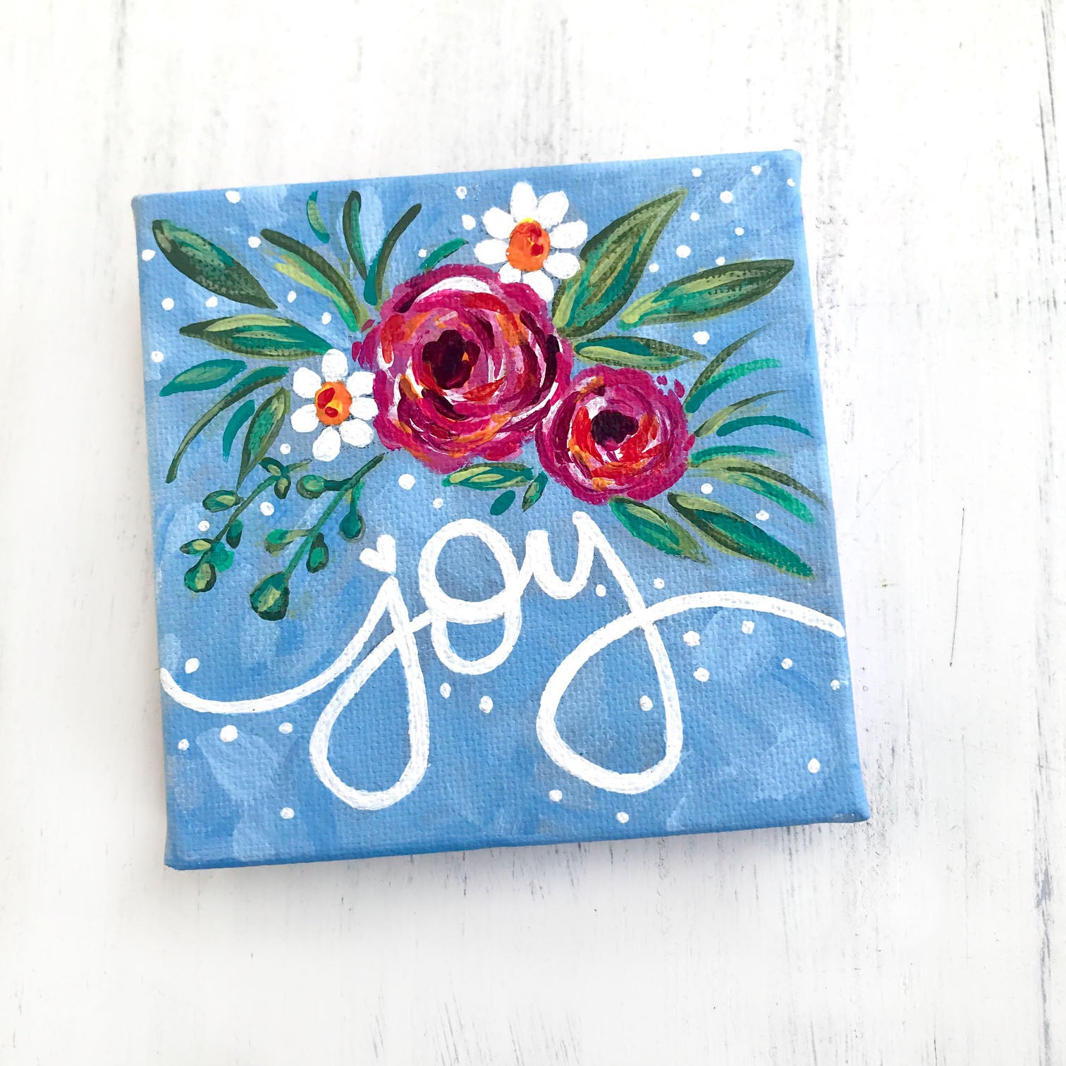 "Joyful Spring Flowers"- Floral Painting on 4x4 inch canvas with 1.25