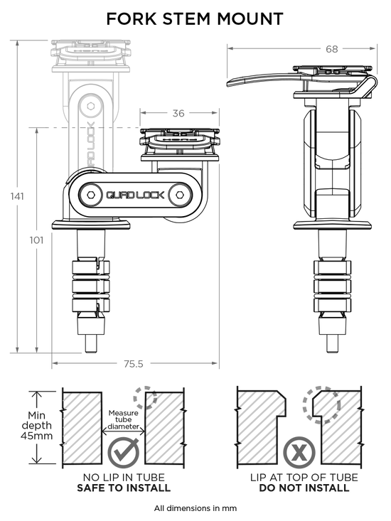 quad lock stem