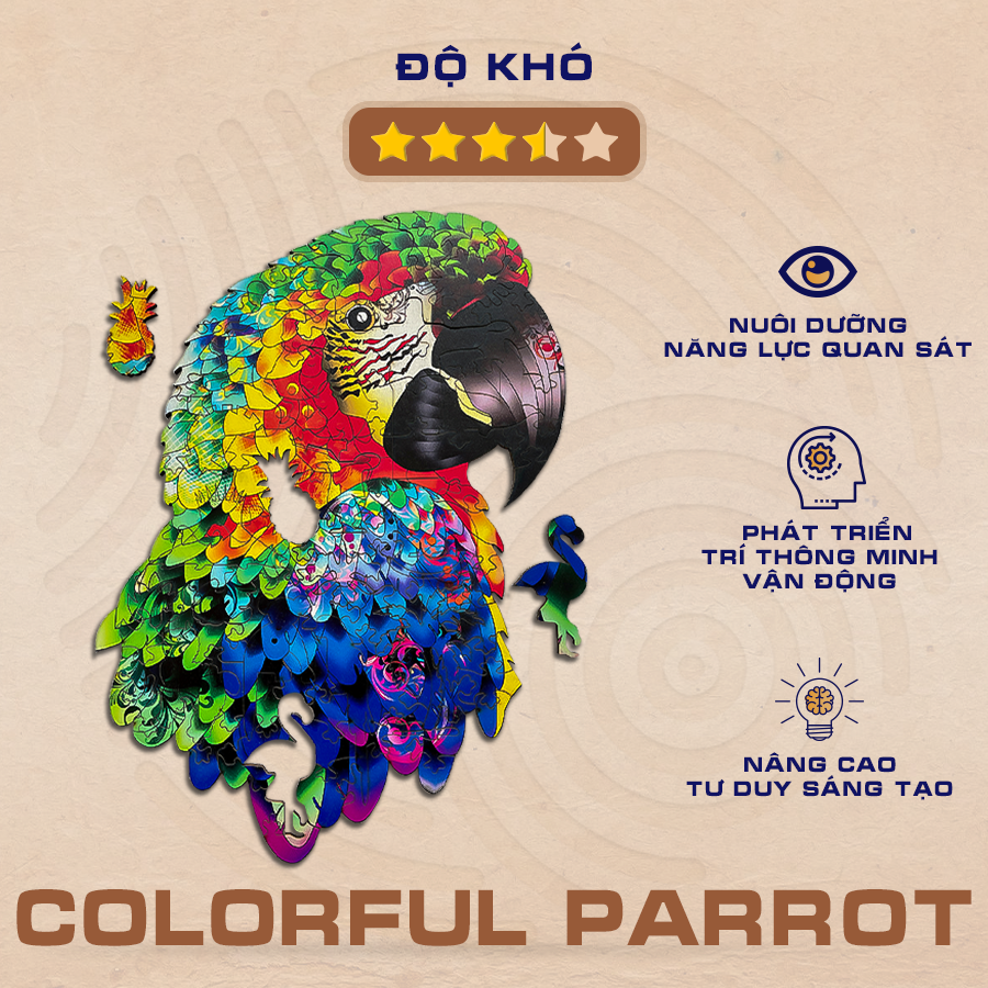 Colorful Parrot - Hình Con Vẹt - PLUZZLE.VN