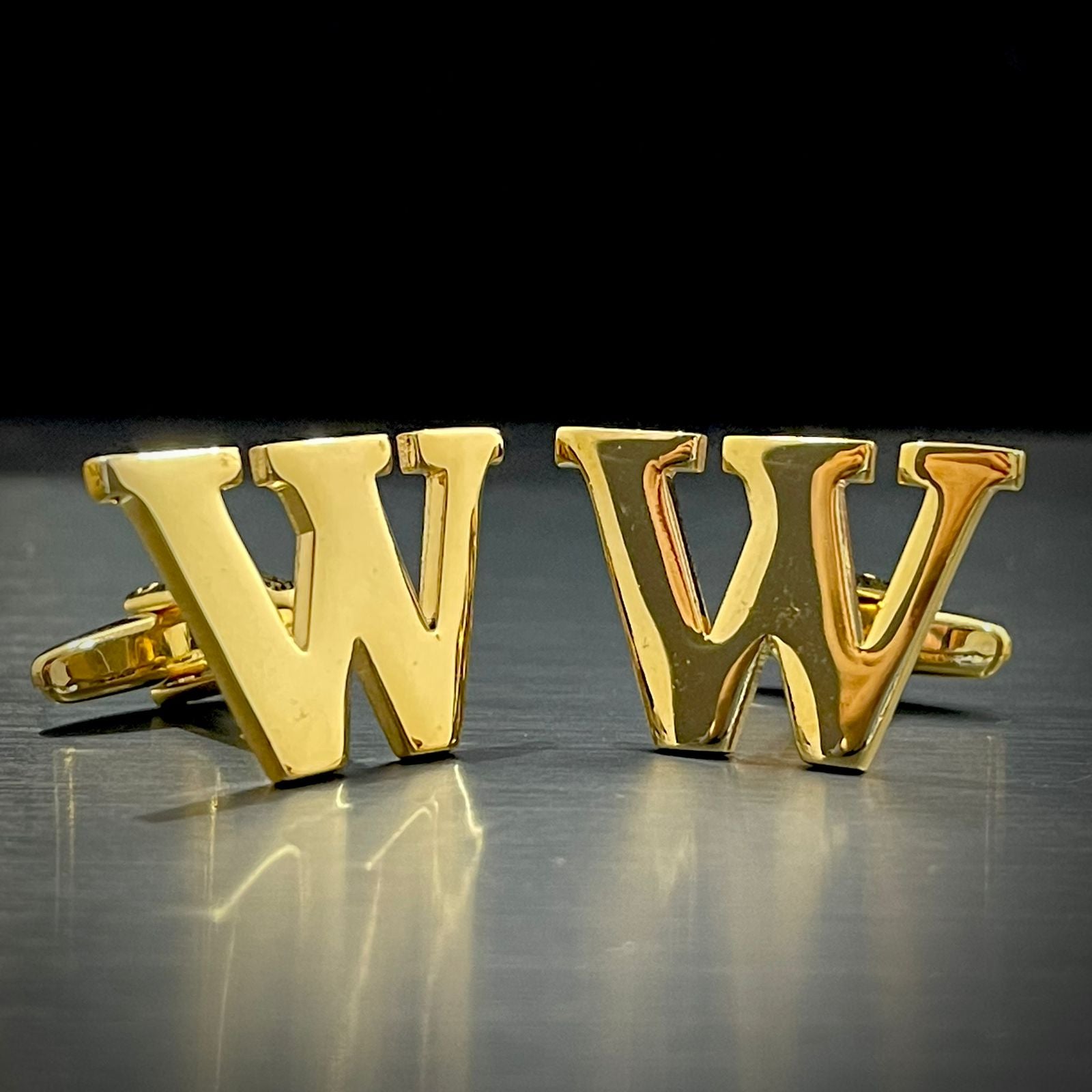 W Letter Alphabet Gold Cufflink – The Dapper Shop