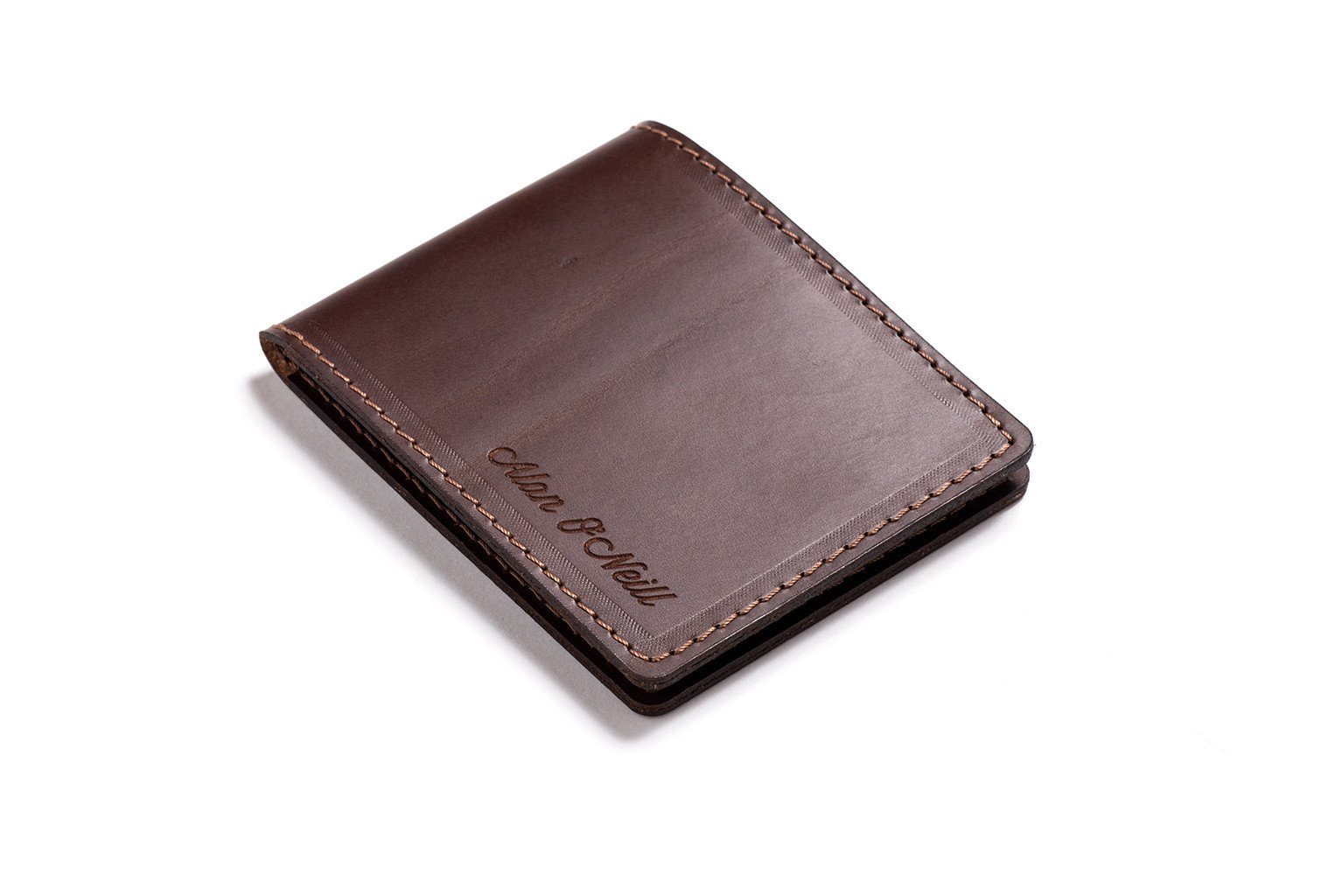 Personalized Dark Brown Leather Slim Billfold Wallet