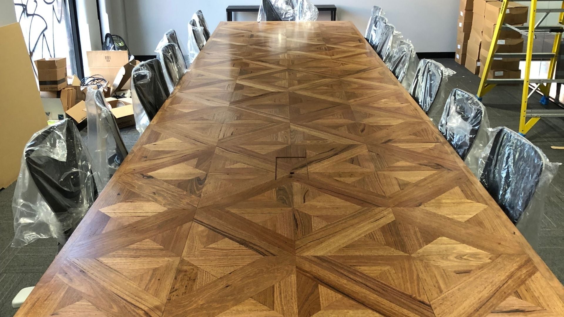 Parquet pattern wood boardroom table