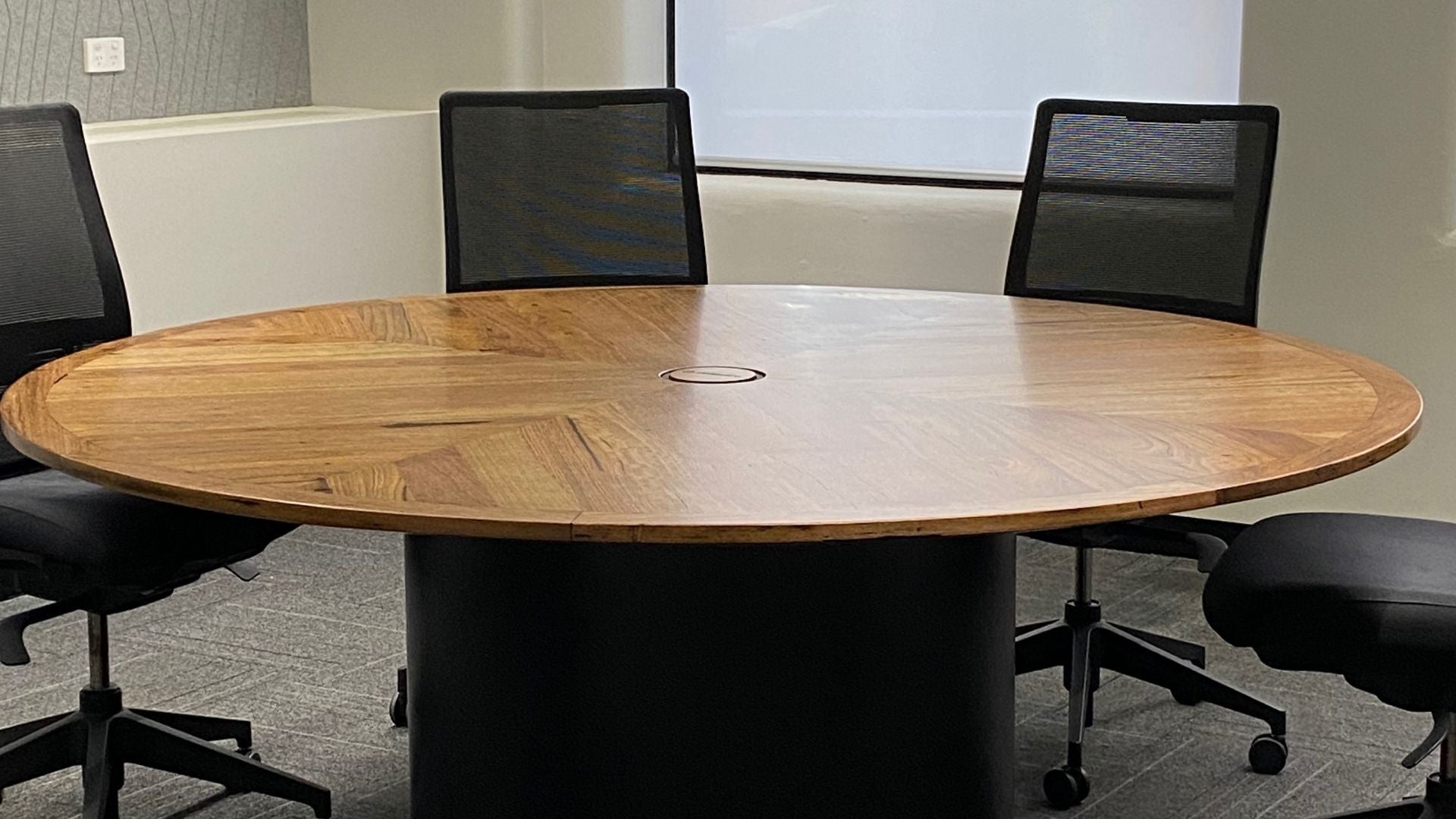 Round wood boardroom table