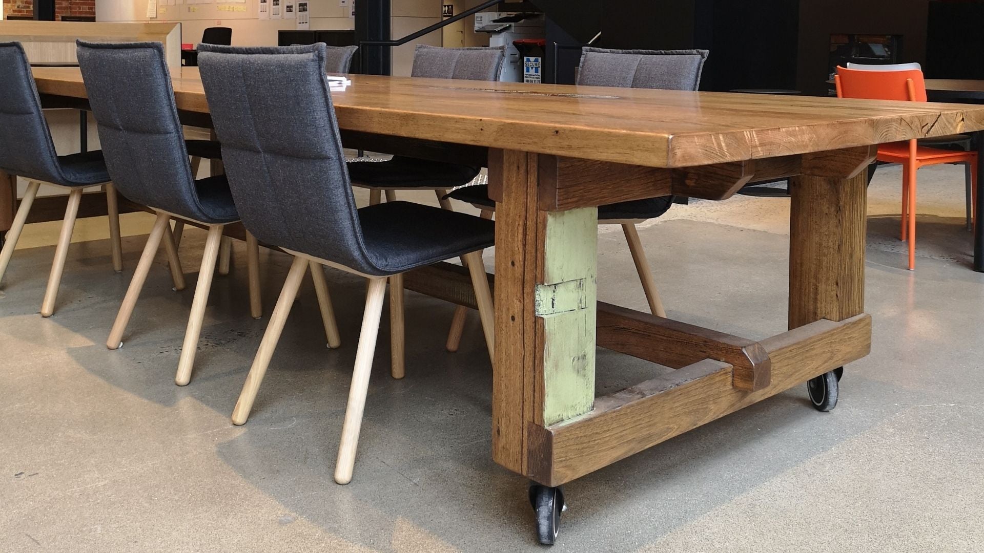 Industrial style boardroom table