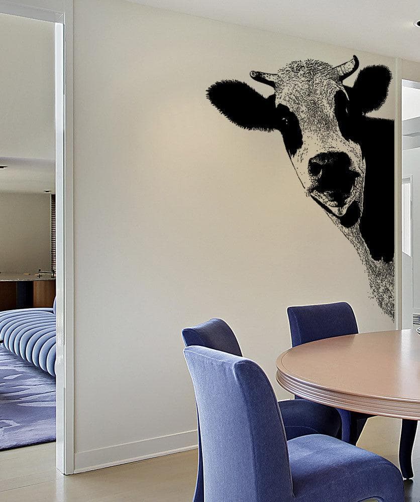 Vinyl Wall Decal Sticker Peeking Cow #5476