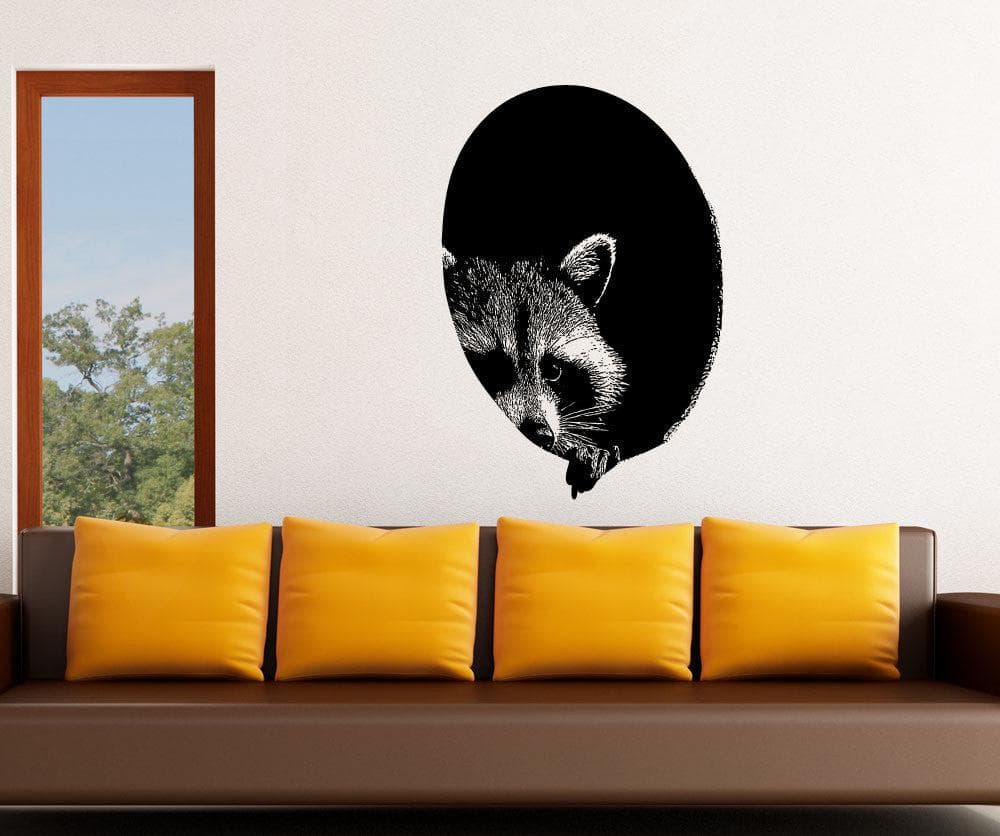 Vinyl Wall Decal Sticker Peeking Raccoon #5482