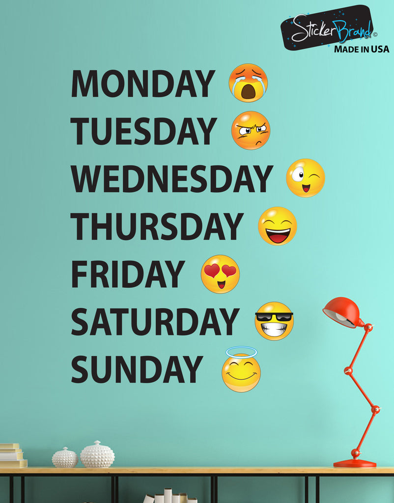 Days of the Week Emojis Vinyl Wall Decal Sticker #6071