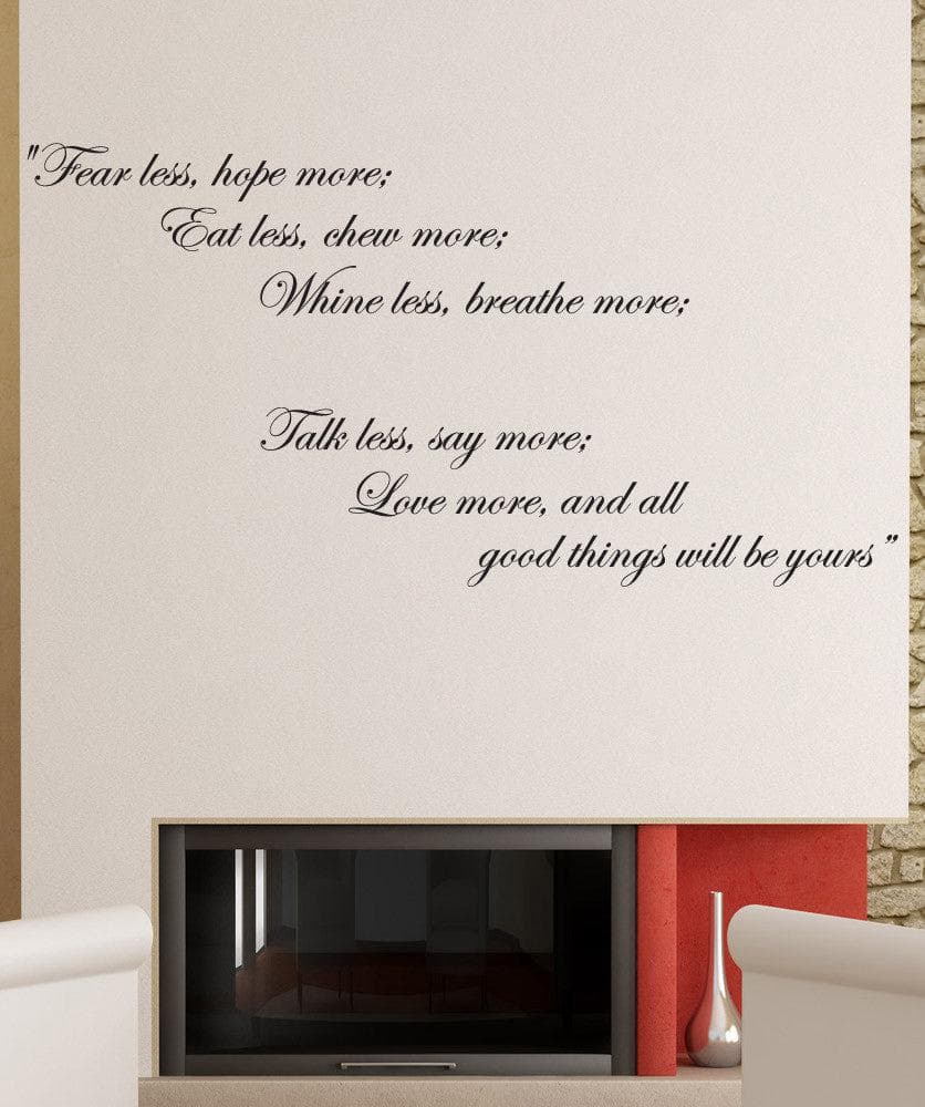 Vinyl Wall Decal Sticker Inspirational Quote “Fear Less, Hope More” #8