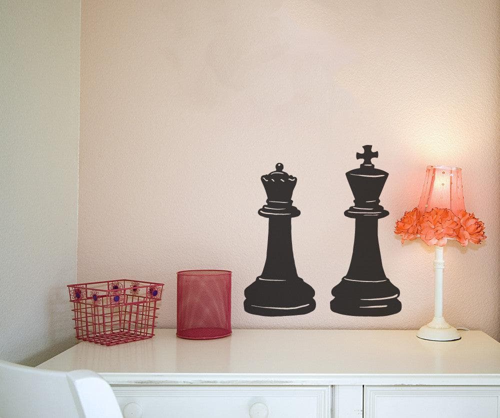 Vinyl Wall Decal Sticker King and Queen Chess Pieces #OS_MB666