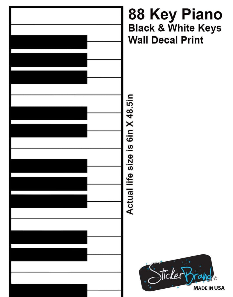 piano keys actual size in inches