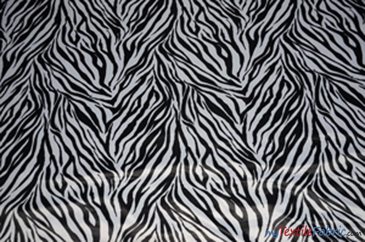 Black Zebra Print Fabric | Zebra Satin Fabric Dull Satin Print | My Textile Fabric
