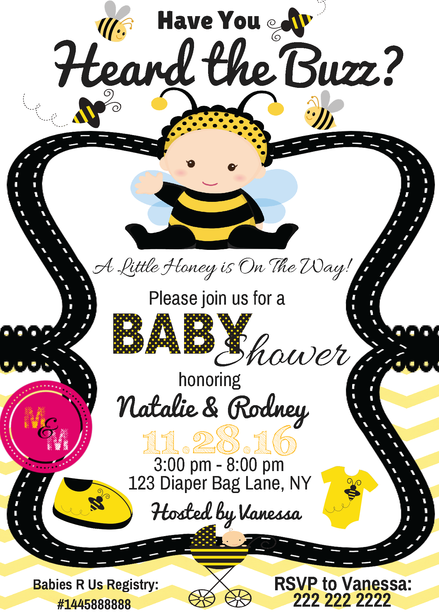 Bumble Bee Invitations Baby Shower - Bumble Bee Baby Invitations Diy ...