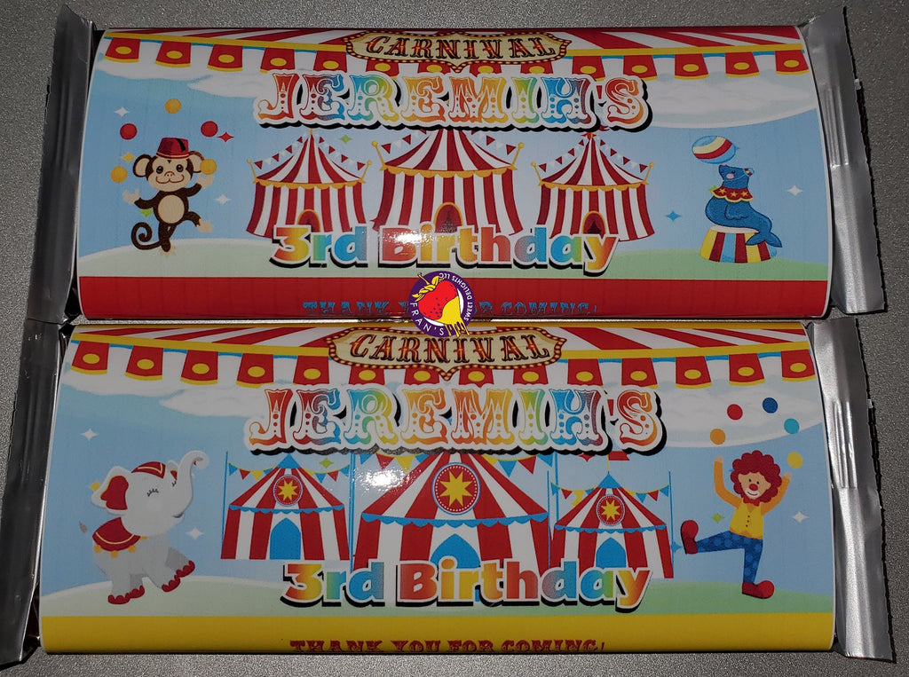 Editable Carnival & Circus Chip Bag & Juice Pouch Set, Carnival & Circ ...