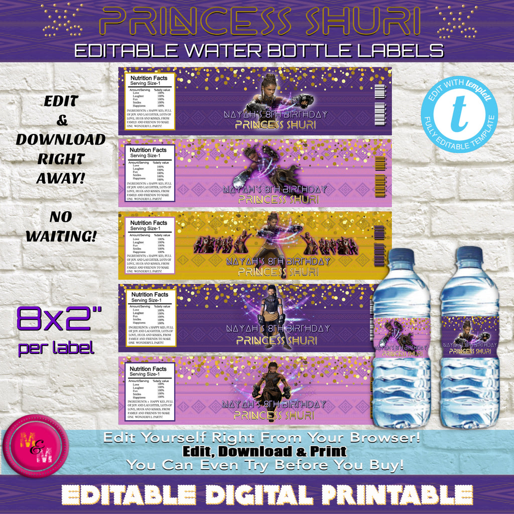 Editable Spider Hero Water Bottle Labels, Spider Hero Water Bottle Wra –  Mug+Mouse Designs